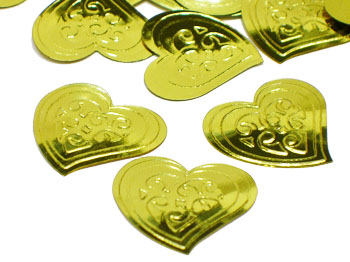 Heart Confetti, Embossed Gold Available by the Packet